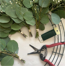 Load image into Gallery viewer, GET CRAFTY ~ EUCALYPTUS + BABY'S BREATH + PINE + HOLLY HOLIDAY WREATH MAKING CLASS