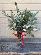 Load image into Gallery viewer, Eucalyptus + Pine + Baby's Breath Centerpiece | Christmas Centerpiece, Christmas Decor, Holiday Decor | Mason Jar Centerpiece