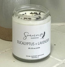 Load image into Gallery viewer, Eucalyptus and Lavender Soy Candle 8 oz | Scented Soy Candle, Handmade Candle, 100% Soy Wax, Natural Soy Candle Aromatherapy