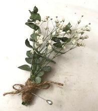 Load image into Gallery viewer, DRIED Eucalyptus Boutonnière | Silver Dollar, Seeded, Silver Leaf Eucalyptus | Wedding, Groom, Groom's Men, Best Man