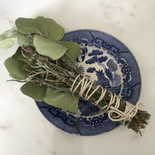 Load image into Gallery viewer, Dried Hand Made Rosemary, Eucalyptus, and French Lavender Smudge Wand | New Moon Ceremony, Cleansing