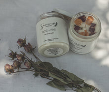 Load image into Gallery viewer, Rose + Pine Soy Candle 8 oz | Scented Soy Candle, Handmade Candle, 100% Soy Wax, Natural Soy Candle Aromatherapy