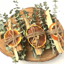 Load image into Gallery viewer, Dried Handmade Orange, Eucalyptus, Palo Santo and Cinnamon Wand Smudge Stick Wand | New Moon Ceremony, Cleansing