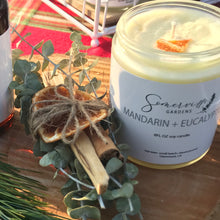 Load image into Gallery viewer, Mandarin + Eucalyptus Soy Candle 8 oz | Scented Soy Candle | Handmade Candle, 100% Soy Wax, Natural Soy Candle Aromatherapy