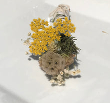 Load image into Gallery viewer, Dried Handmade Rosemary, Scabiosa Smudge Stick Wand | Scabiosa, Yarrow, Baby’s Breath , and Rosemary, New Moon Ceremony, Cleansing 8 inch