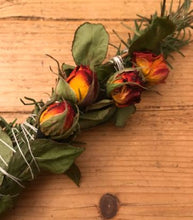 Load image into Gallery viewer, Dried Handmade Rose Smudge Wand | Roses and Rosemary | New Moon, Incense, Cleansing, Ritual