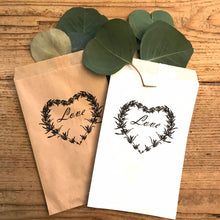 Load image into Gallery viewer, Love Rosemary Wreath Confetti Small Bags | Confetti Favor - Wedding Confetti Favors - Confetti Toss for Wedding Send Off - One Dozen