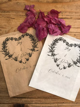 Load image into Gallery viewer, Custom Heart Wreath Confetti Large Bags | Confetti Favor - Wedding Confetti Favors - Confetti Toss for Wedding Send Off - One Dozen