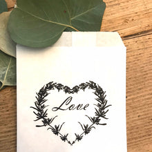 Load image into Gallery viewer, Love Rosemary Wreath Confetti Small Bags | Confetti Favor - Wedding Confetti Favors - Confetti Toss for Wedding Send Off - One Dozen