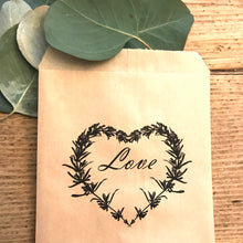 Load image into Gallery viewer, Love Rosemary Wreath Confetti Small Bags | Confetti Favor - Wedding Confetti Favors - Confetti Toss for Wedding Send Off - One Dozen