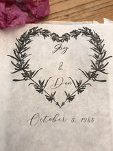 Load image into Gallery viewer, Custom Heart Wreath Confetti Large Bags | Confetti Favor - Wedding Confetti Favors - Confetti Toss for Wedding Send Off - One Dozen