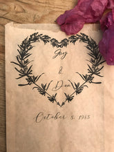 Load image into Gallery viewer, Custom Heart Wreath Confetti Large Bags | Confetti Favor - Wedding Confetti Favors - Confetti Toss for Wedding Send Off - One Dozen