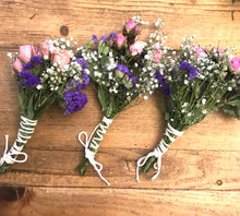 Load image into Gallery viewer, Dried Handmade Pink Rose Smudge Stick Wand | Rose, Status, and Baby’s Breath 8 inch