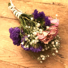Load image into Gallery viewer, Dried Handmade Pink Rose Smudge Stick Wand | Rose, Status, and Baby’s Breath 8 inch