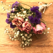 Load image into Gallery viewer, Dried Handmade Pink Rose Smudge Stick Wand | Rose, Status, and Baby’s Breath 8 inch