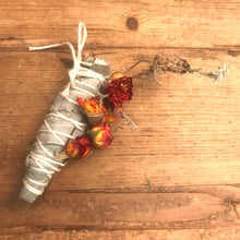 Load image into Gallery viewer, White Sage and Roses Smudge Wand | New Moon Ceremony, Cleansing