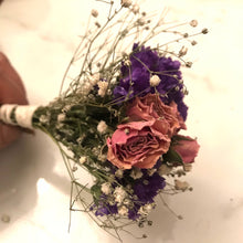 Load image into Gallery viewer, Dried Handmade Pink Rose Smudge Stick Wand | Rose, Status, and Baby’s Breath 8 inch