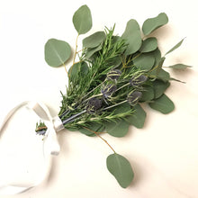 Load image into Gallery viewer, Fresh Rosemary and Eucalyptus Mini Bouquet with Thistle | Eucalyptus Bouquet, Aromatherapy, Tablescape