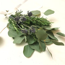 Load image into Gallery viewer, Fresh Rosemary and Eucalyptus Mini Bouquet with Thistle | Eucalyptus Bouquet, Aromatherapy, Tablescape