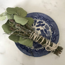 Load image into Gallery viewer, Dried Hand Made Rosemary, Eucalyptus, and French Lavender Smudge Wand | New Moon Ceremony, Cleansing
