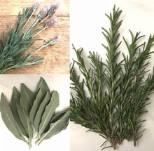 Load image into Gallery viewer, DIY Smudge Making Kit | Rosemary Lavender and Sage Fresh Herbs | Bridal Party | Bridal Shower
