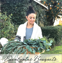 Load image into Gallery viewer, DRIED Eucalyptus Trio Bouquets | Silver Dollar, Sugar Gum, Silver Leaf Branches | Aromatherapy, Centerpiece Wedding Decor, Tablescape
