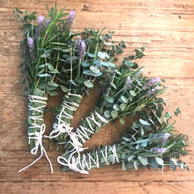 Load image into Gallery viewer, Dried Hand Made Rosemary, Lavender, and Eucalyptus Smudge Stick Wand | New Moon, Self Care
