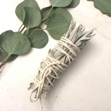 Load image into Gallery viewer, Dried Handmade White Sage Smudge Stick Wand | New Moon Ceremony | Cleansing 5 inch
